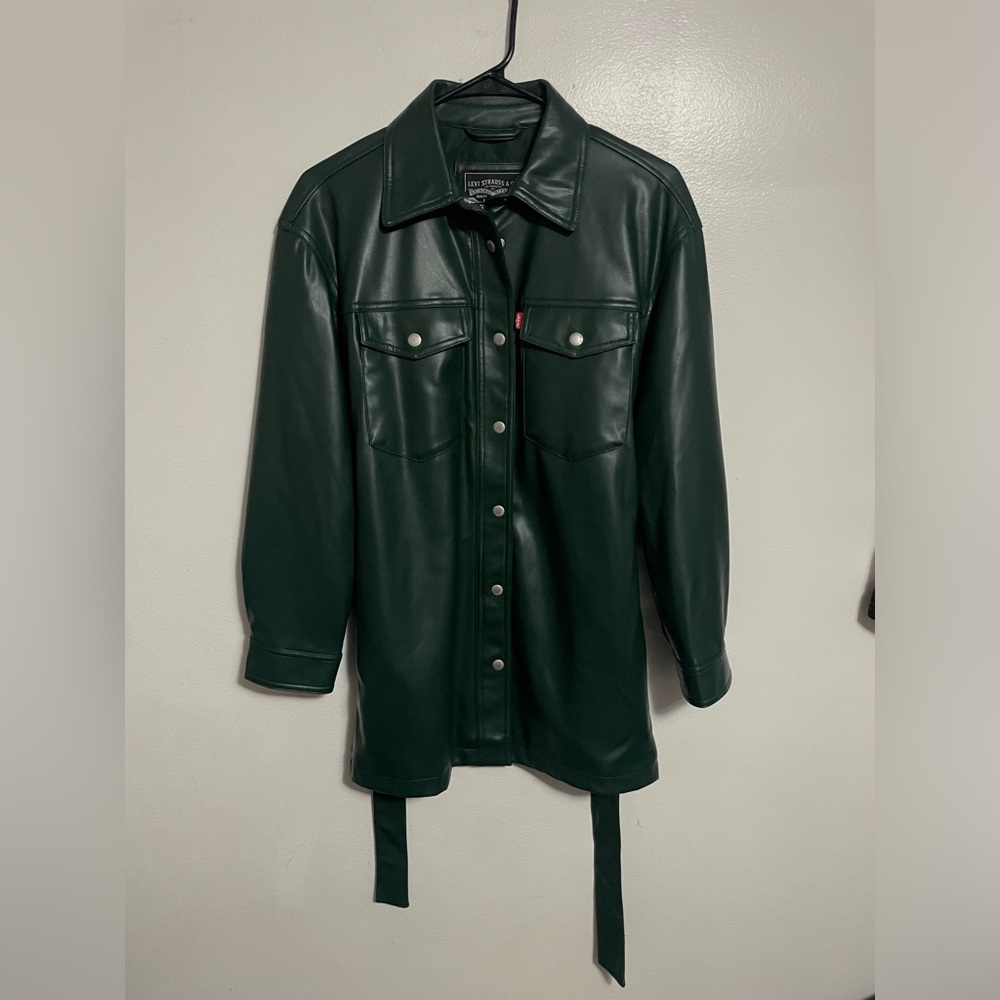 Levi's Womens Faux Leather Belted Shirt Jacket Size XS
